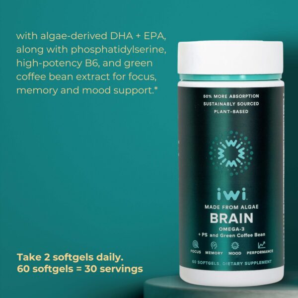 EPA y DHA de algas en Iwi Omega-3 Brain Omega-3