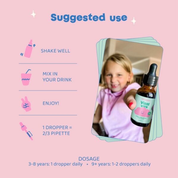 JoySpring Vital Vits botella y caja multivitamínico niños 30 porciones