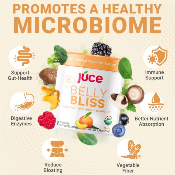 Júce Belly Bliss suplemento vegano para intestinos