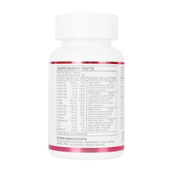 Detalle de vitaminas en etiqueta