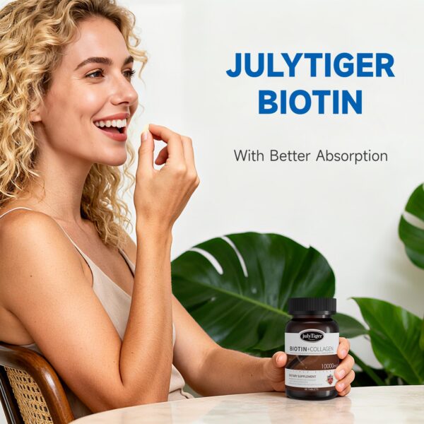 Detalle de empaque Julytiger Biotina Colágeno