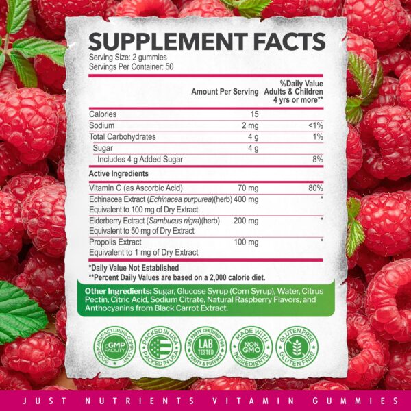 Just Nutrients gomitas naturales para apoyo inmunológico