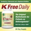 Etiqueta de información nutricional de K Free Daily Multivitamin