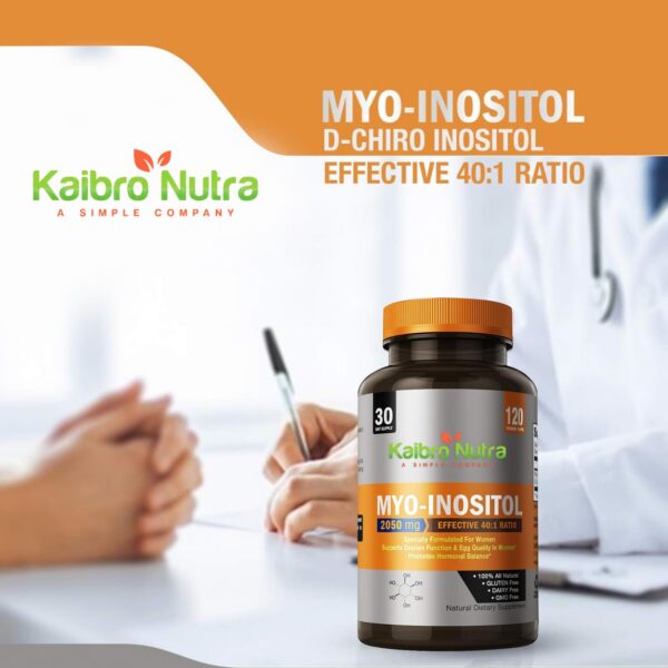 Kaibro Nutra suplemento 2050 mg mio-inositol y d-chiro inositol para mujeres