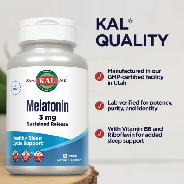 KAL melatonina 3mg vitamin b6 para ciclo sueño saludable