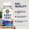 KAL paquete y botella suplemento vitamina B6 B12 folato