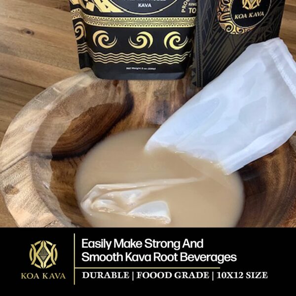 Kava Tonga en polvo con colador para preparar té