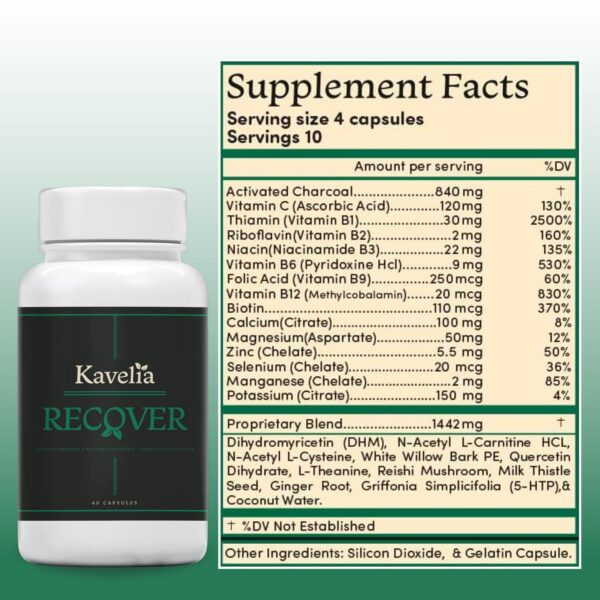 Kavelia Recovery detalle de cápsulas y dosis para hidratación