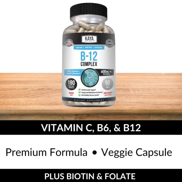 Frasco Kaya Naturals B-12 Complex con etiqueta