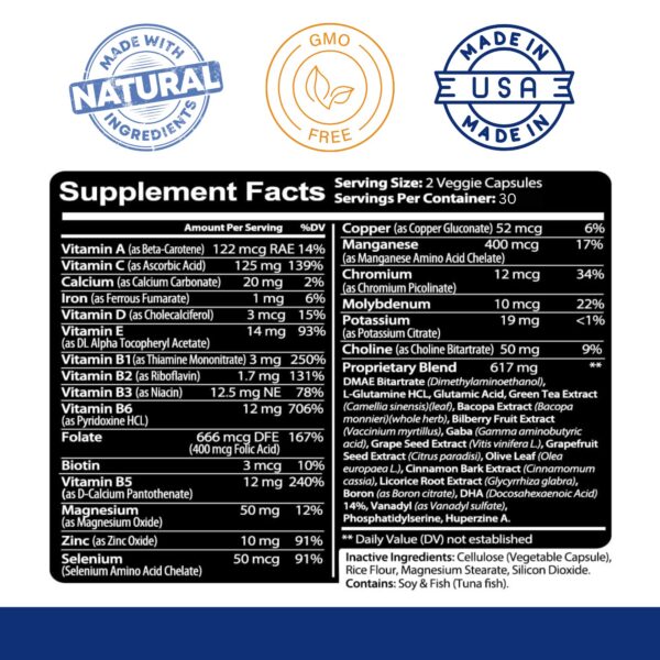 Version 1.0.0 Kaya Naturals Neuro Brain etiqueta interna