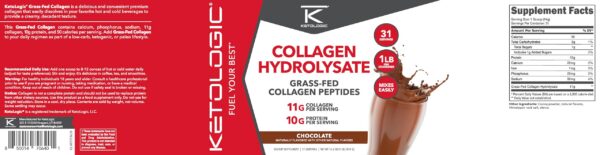 Envase y etiqueta de Ketologic Colágeno Pasto Chocolate