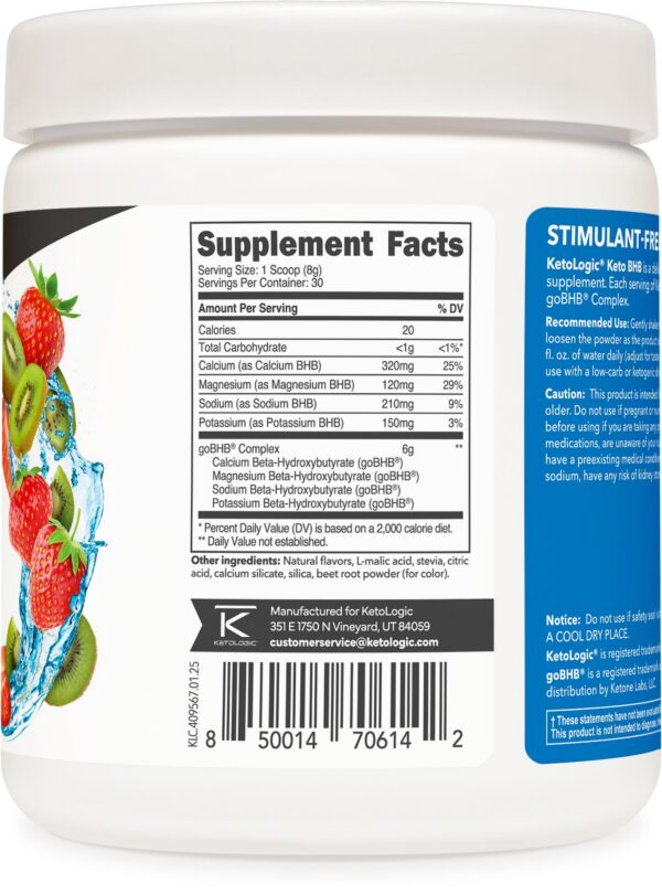 Etiqueta y envase de Ketologic Keto BHB con goBHB