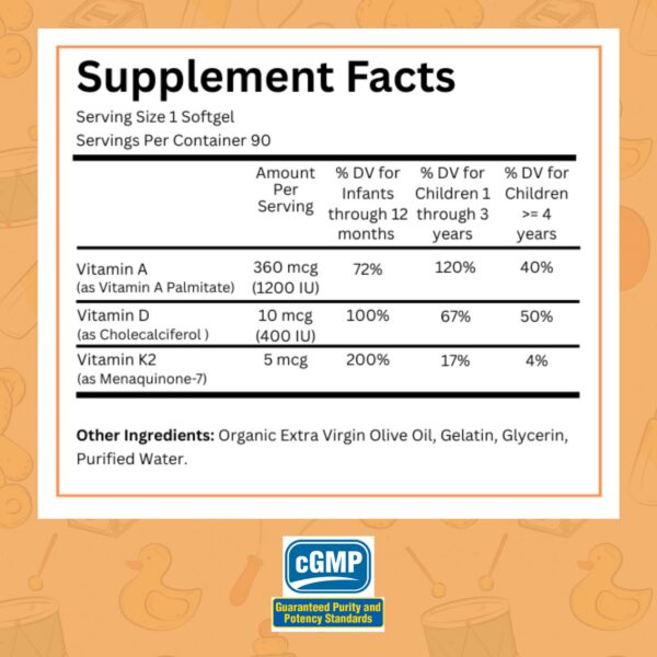 Cápsulas de vitaminas A D K para niños