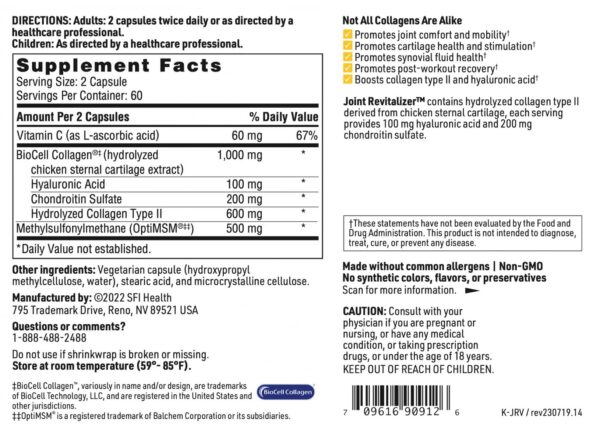 Tapa y cuello del envase Klaire Labs Joint Revitalizer