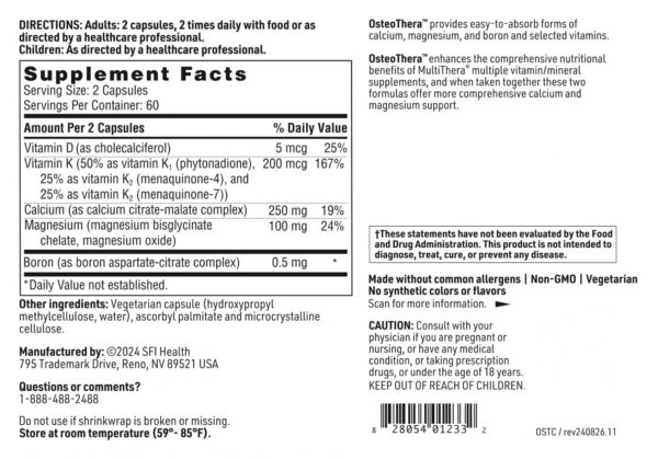 Lista de ingredientes Osteothera