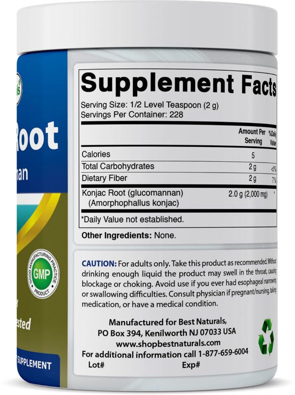 Konjac glucomanano polvo natural Best Naturals 2 lbs