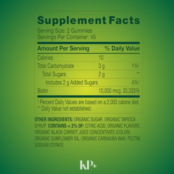 Etiqueta lateral del producto biotina