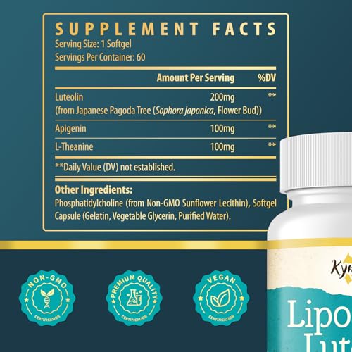 Detalle de los ingredientes de luteolina liposomal