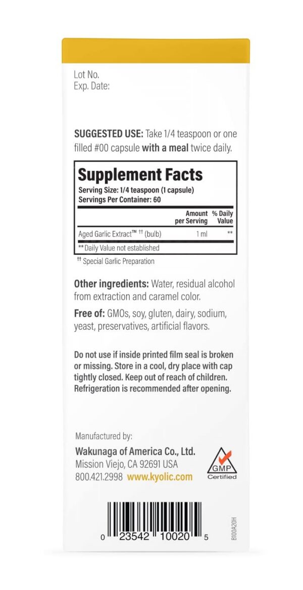 Otras vistas frasco Kyolic ajo envejecido