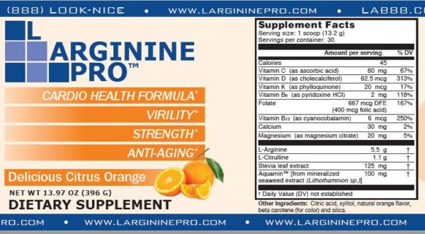 Version 1.0.0 Información nutricional en etiqueta de L-ARGININE PRO