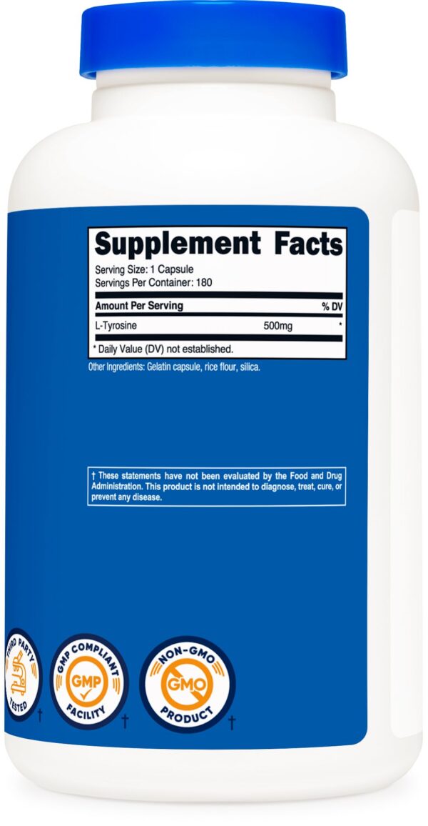 L-Tirosina Nutricost libre de gluten y no transgénico