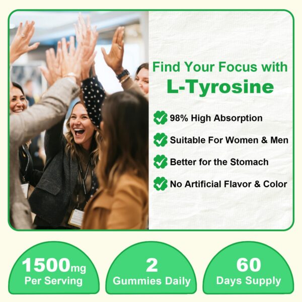 Envase y caja de gomitas L-Tirosina