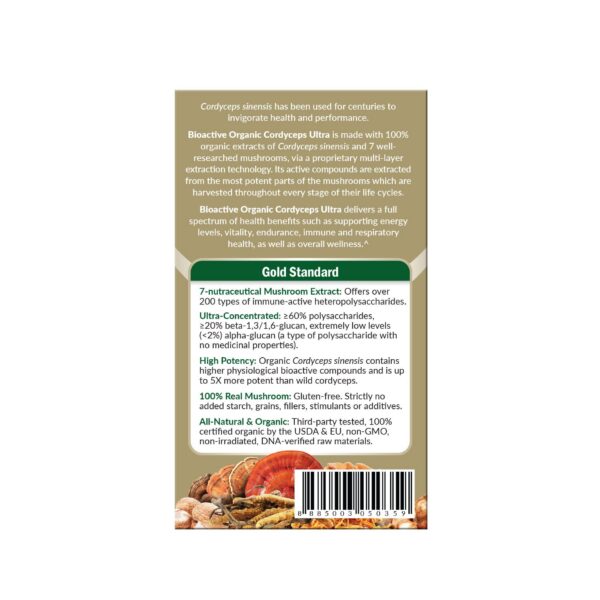 Suplemento Cordyceps Ultra en cápsulas para energía y resistencia