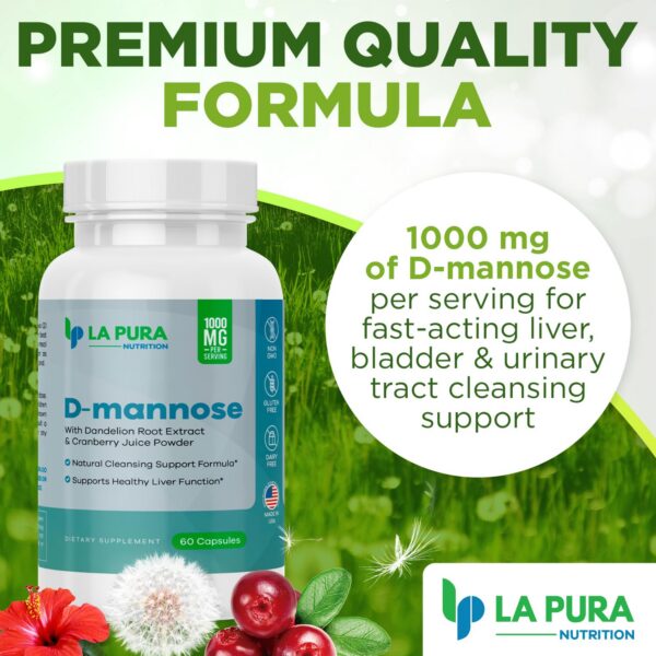 Etiqueta frontal LaPura D-manosa 1000 mg