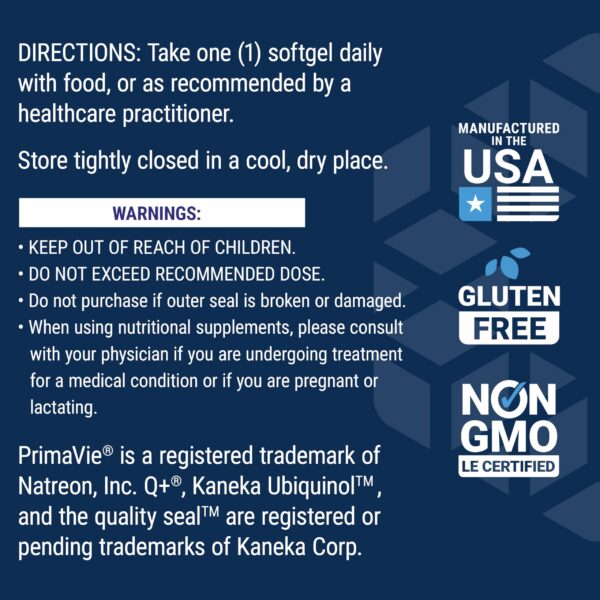 Etiqueta cercana CoQ10 ubiquinol