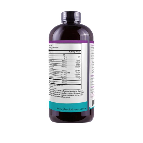 Version 1.0.0 Life Solutions Complejo B Líquido etiqueta con instrucciones de uso