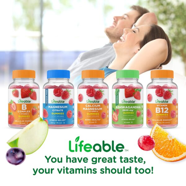 Vista frontal de Lifeable Magnesio+B12 Gummies