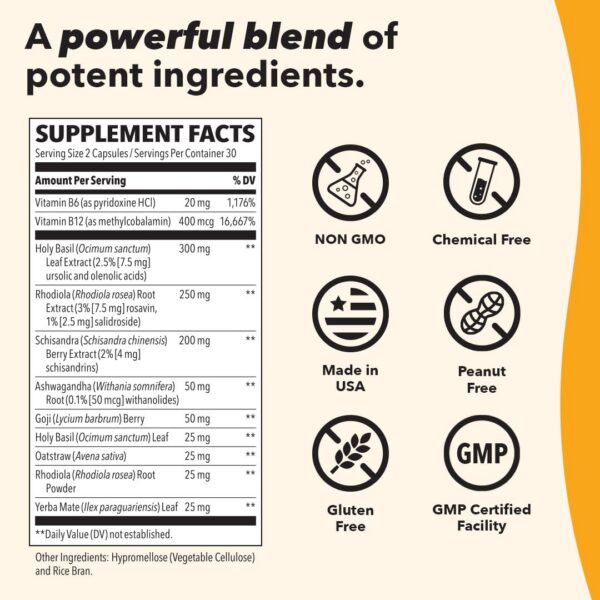 Frasco LifeSeasons Adrenal-T en vista lateral