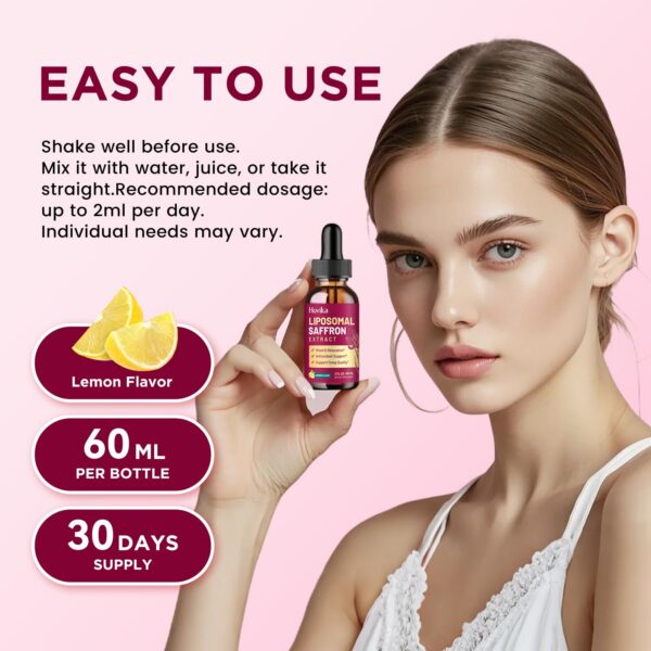 Liposomal saffron drops con vitaminas para salud y bienestar general