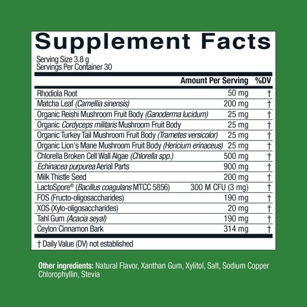 Live Conscious Beyond Greens ingredientes naturales en polvo