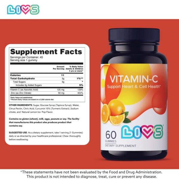 Gomitas LIVS Vitamin C 250 mg en porcion