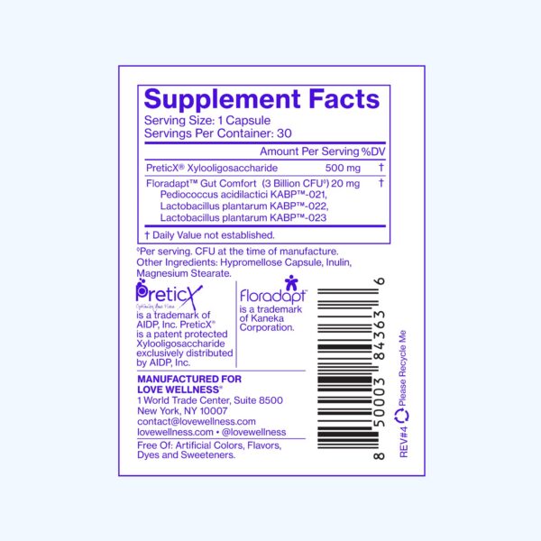 Version 1.0.0 Love Wellness Gut Feelings cápsulas para digestión y gases