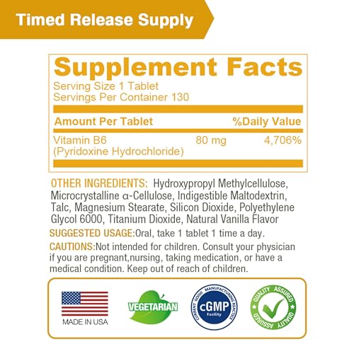 Lovita 130 tabletas vitamina b6 para apoyo nervioso y cardíaco