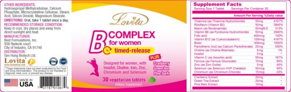 Lovita B Complex Presentación de tabletas