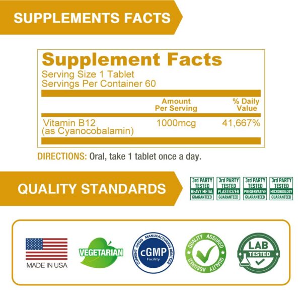 Etiqueta de ingredientes Lovita B12 1000 mcg