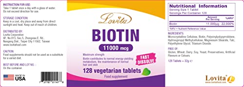 Lovita suplemento biotina vegetal para cabello y uñas