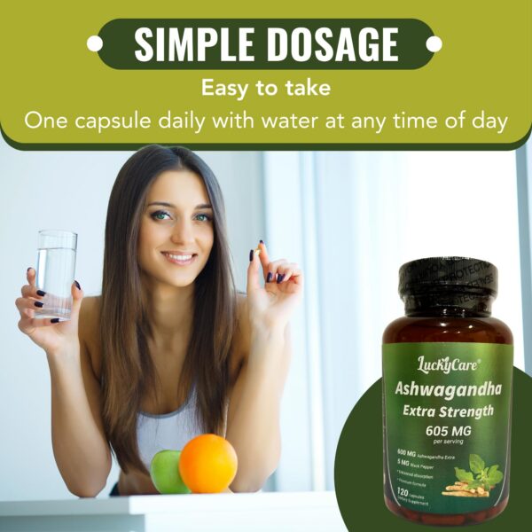 Luckycare suplemento cápsulas ashwagandha extra fuerza 120 unidades