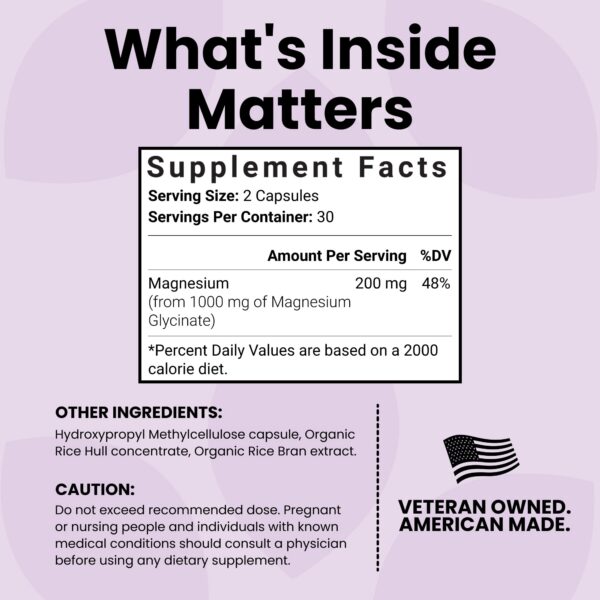 Etiqueta de magnesio glicinato con ingredientes