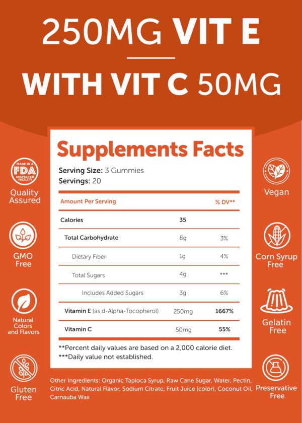 Detalle gomitas Lunakai vitamina E 400IU con vitamina C