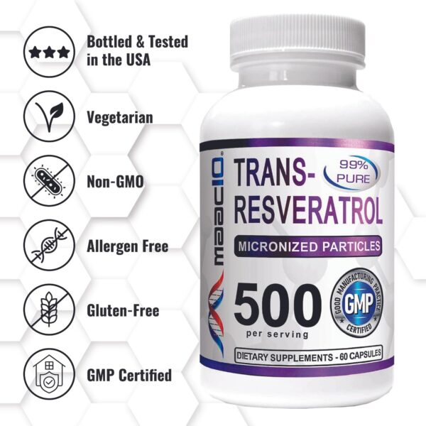 Suplemento antioxidante MAAC10 Trans Resveratrol extracto 99% puro