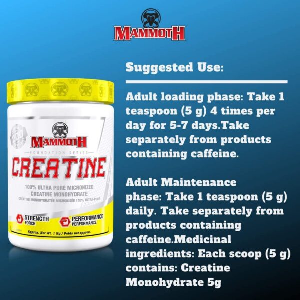 Mammoth Creatine información nutricional