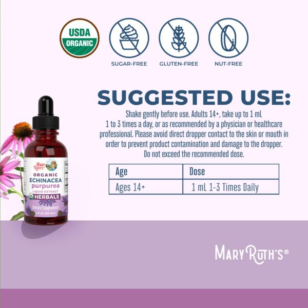 MaryRuth Organics suplemento spray con equinácea para piel saludable