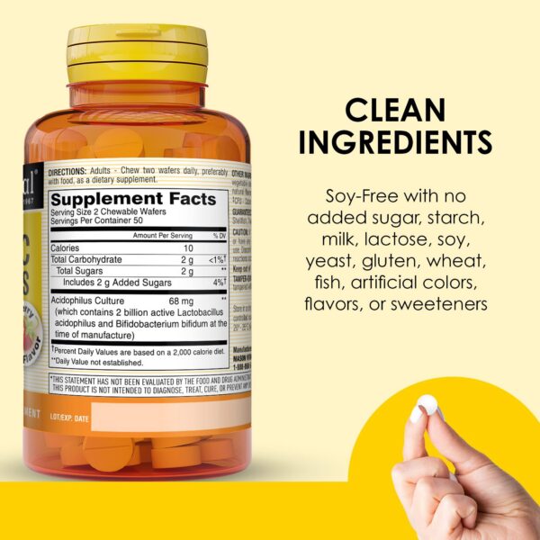 Version 1.0.0 Mason Natural probióticos sin gluten ni lactosa 100 wafers