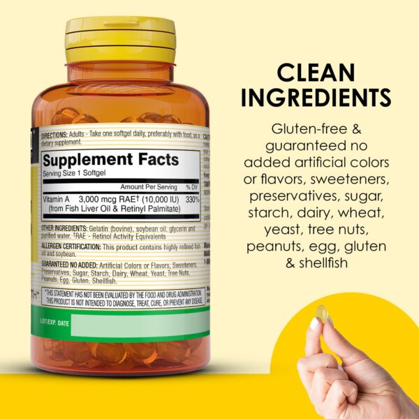 Frasco Mason Natural Vitamina A 100 cápsulas suaves