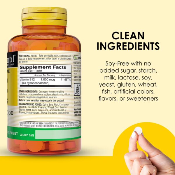 MASON NATURAL vitamina b12 tabletas disolución rápida 200 unidades