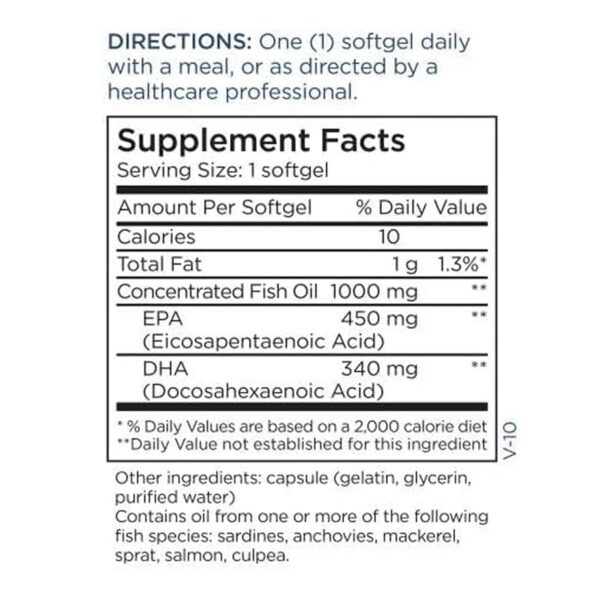 Frasco de Omega-3 con etiqueta